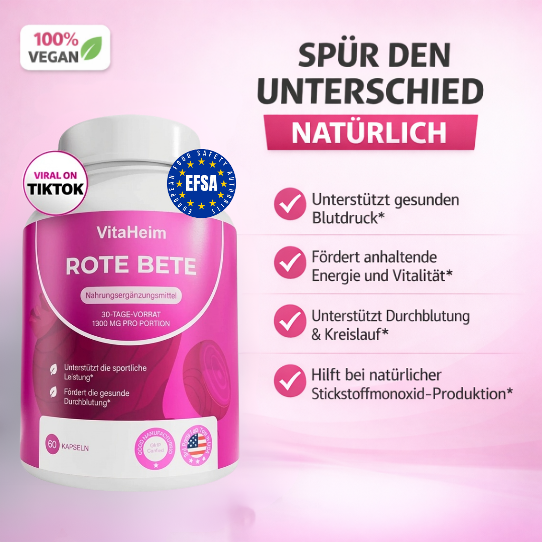 VitaHeim Rote-Bete Kapseln für Durchblutung und Vitalität